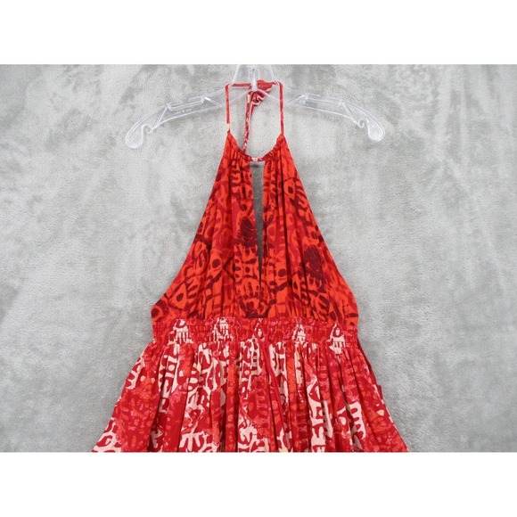 Free People Dress Medium Beach Day Bohemian Beach Resort Keyhole Backless Tassel - Picture 3 of 14